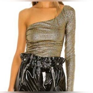 Hours Metallic One-Shoulder Long Sleeve Top – Size M